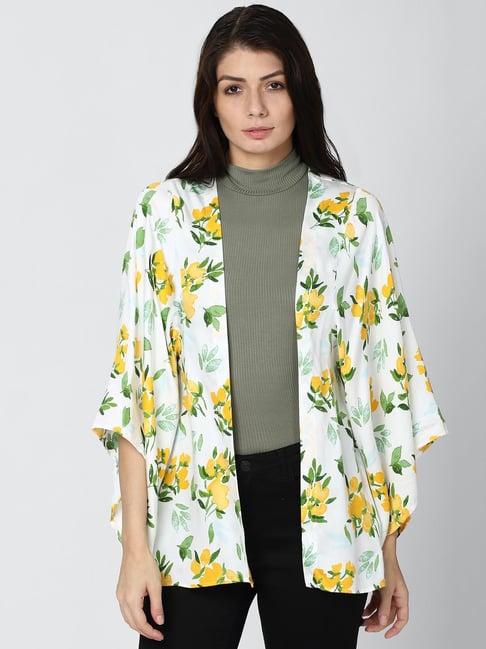 van heusen white printed kimono