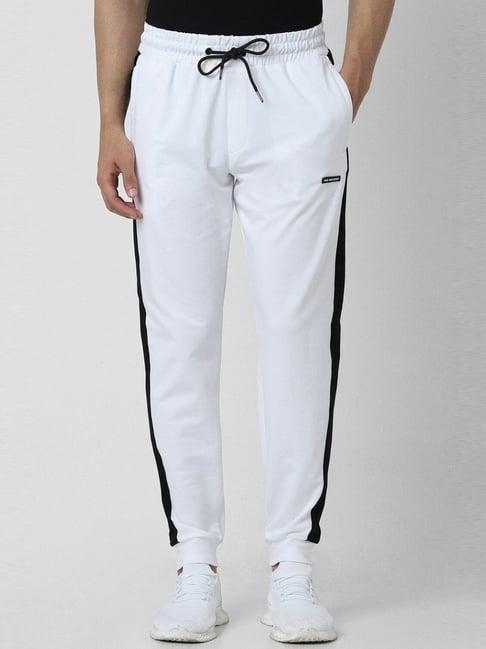 van heusen white slim fit striped joggers