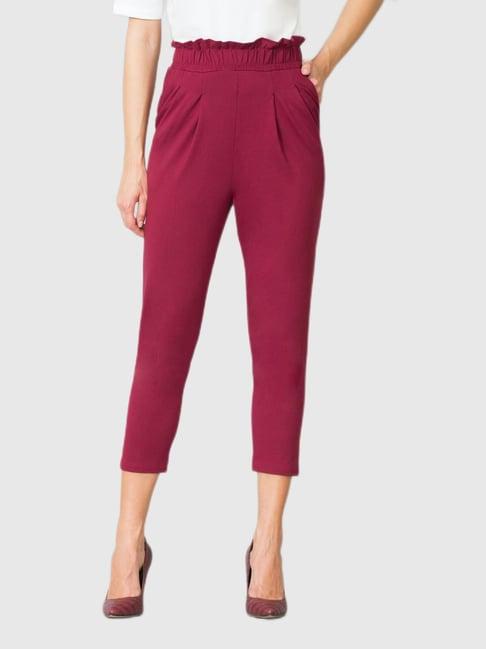 van heusen wine slim fit trousers