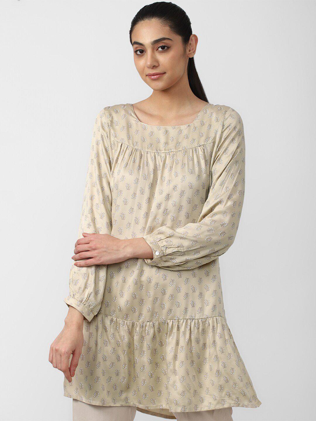 van heusen woman beige ethnic printed tunic