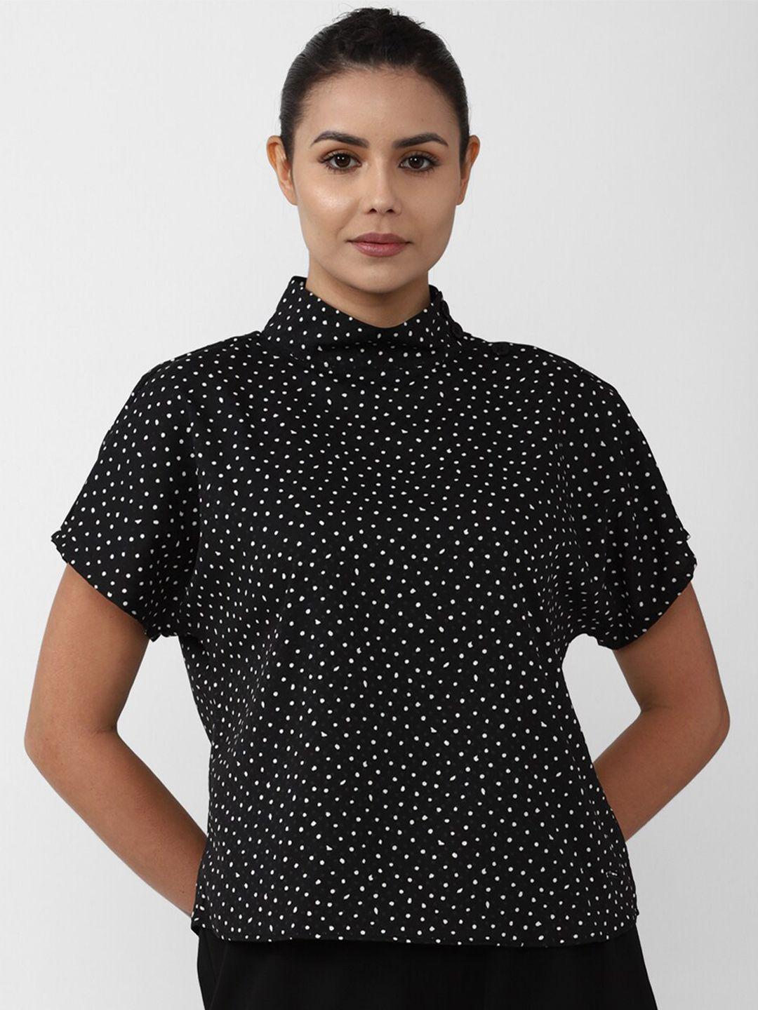 van heusen woman black & white print high neck top