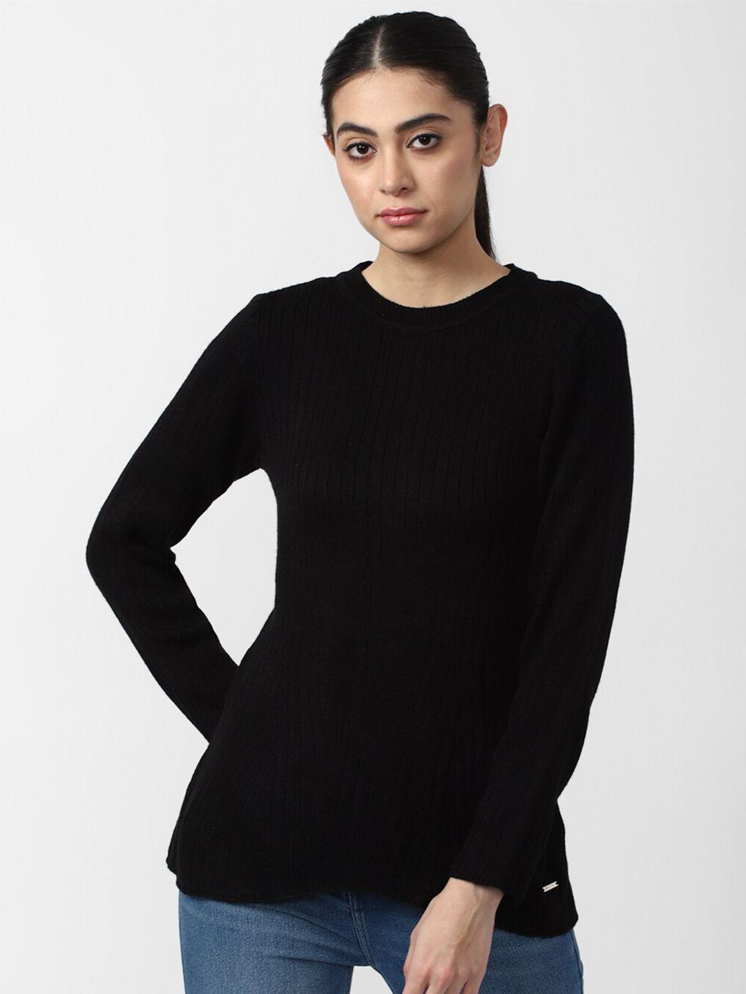 van heusen woman black solid pullover