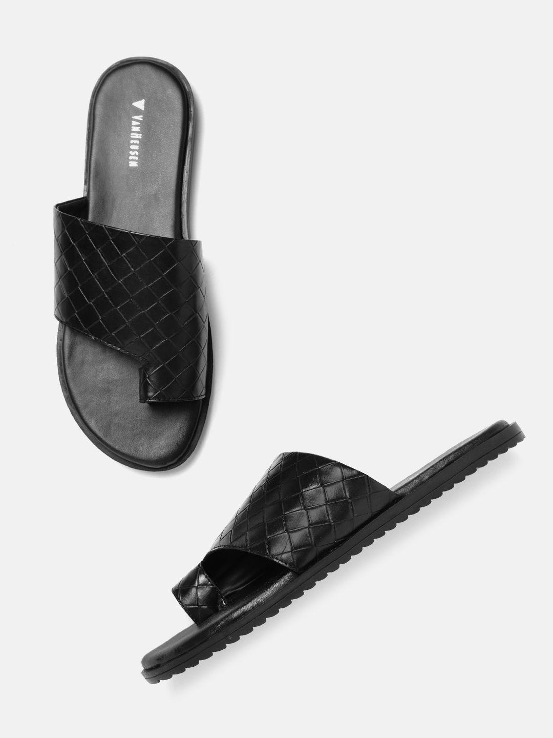 van heusen woman black woven design one toe flats