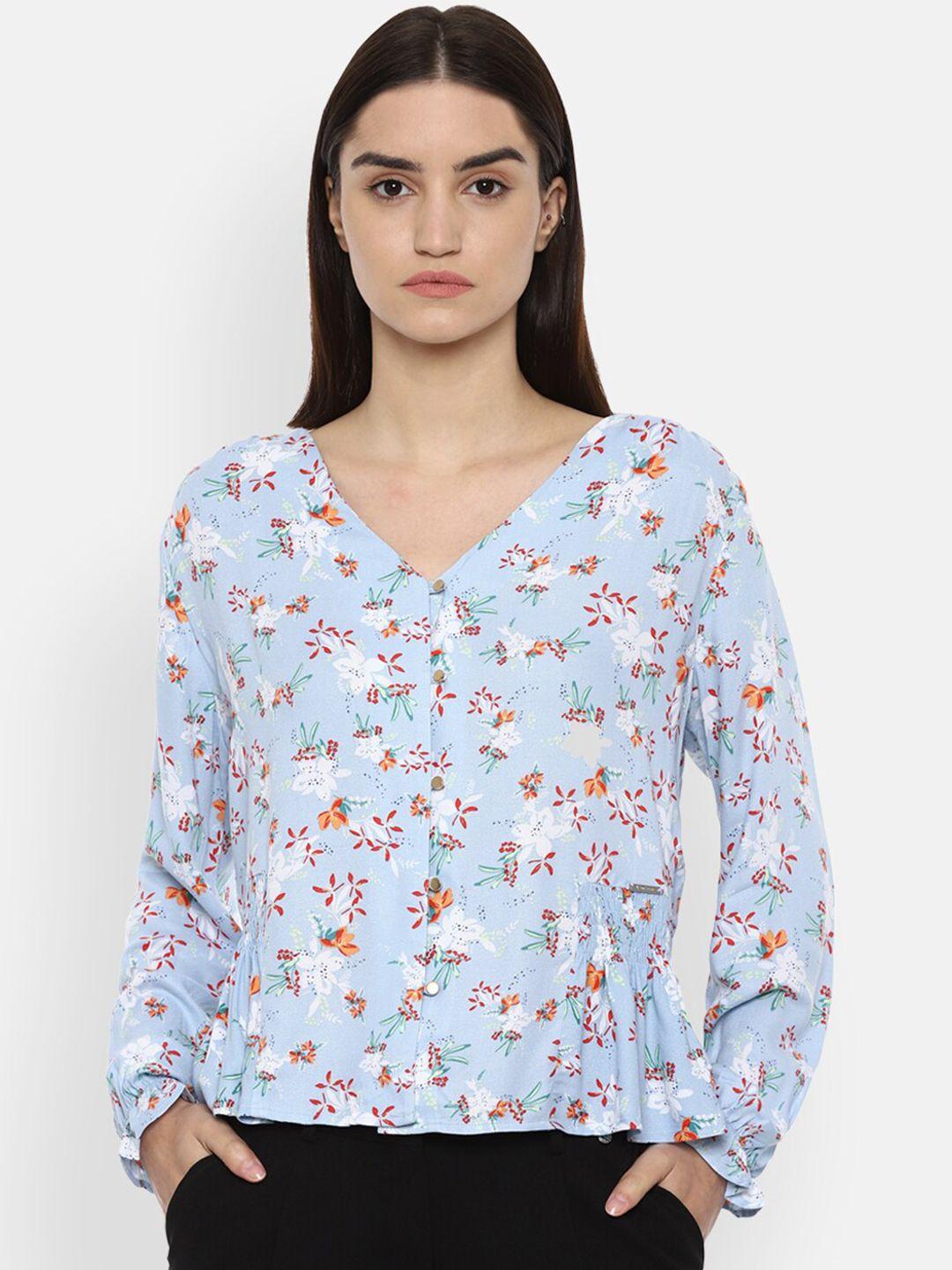 van heusen woman blue floral regular top