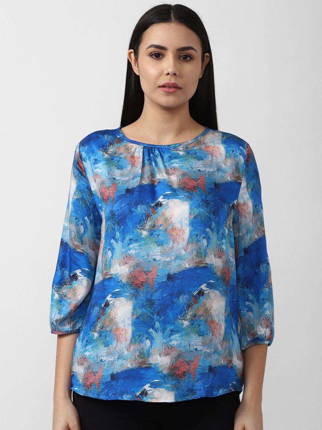 van heusen woman blue print top