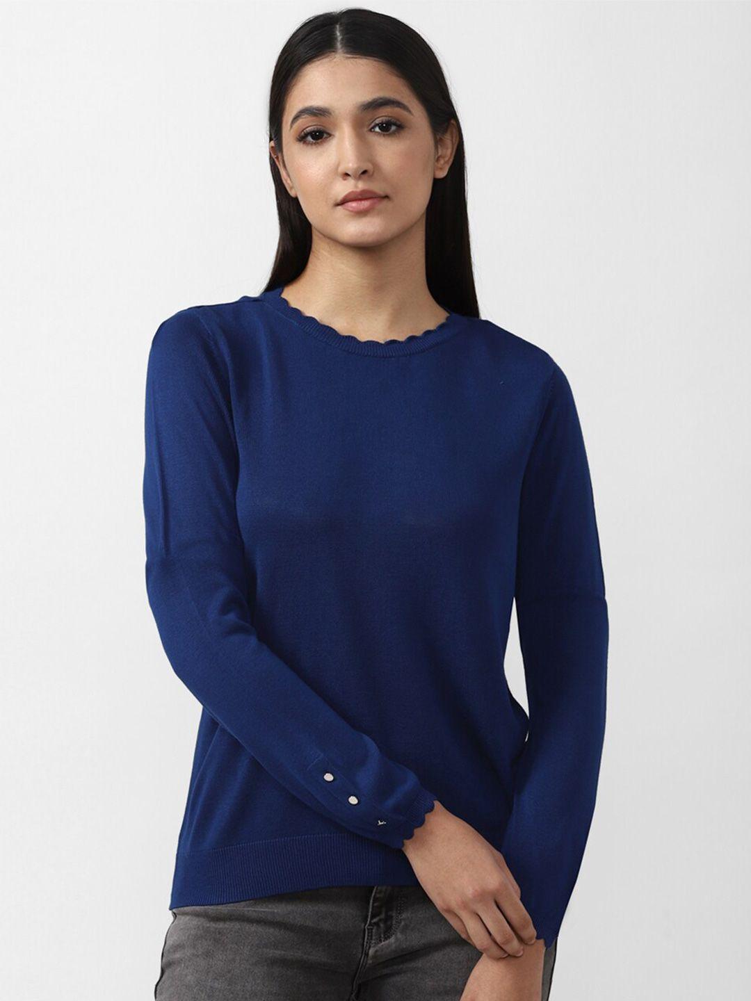 van heusen woman blue round neck long sleeves top