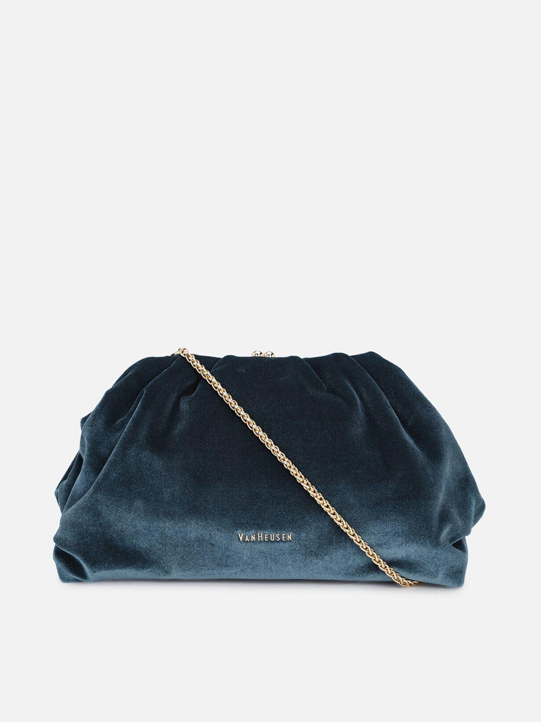 van heusen woman blue solid purse clutch