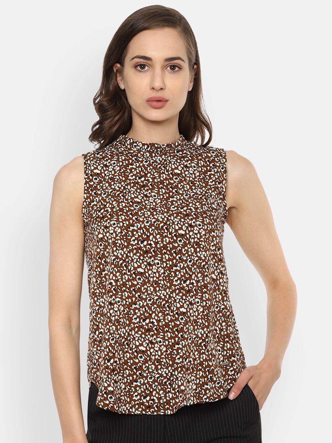 van heusen woman brown & white regular top