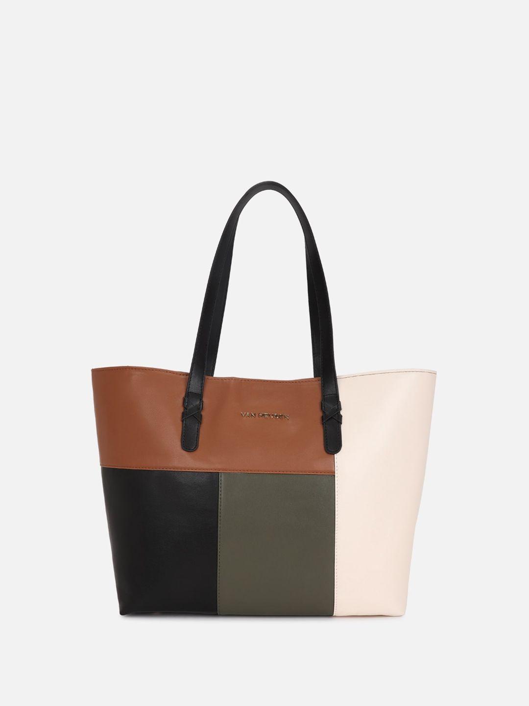 van heusen woman colourblocked leather shoulder bag