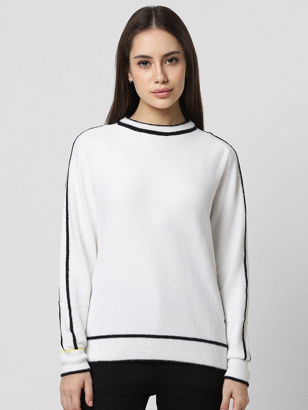 van heusen woman colourblocked round neck pullover sweater