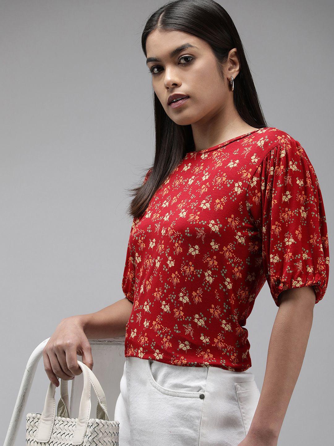 van heusen woman floral printed puff sleeves top