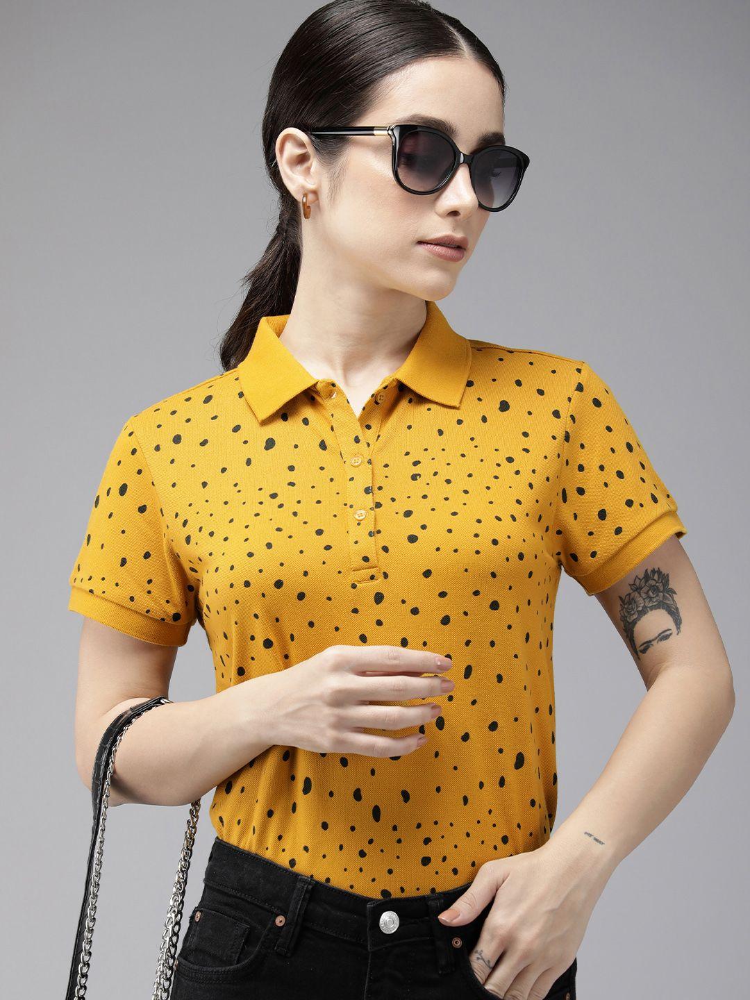 van heusen woman geometric printed polo collar t-shirt