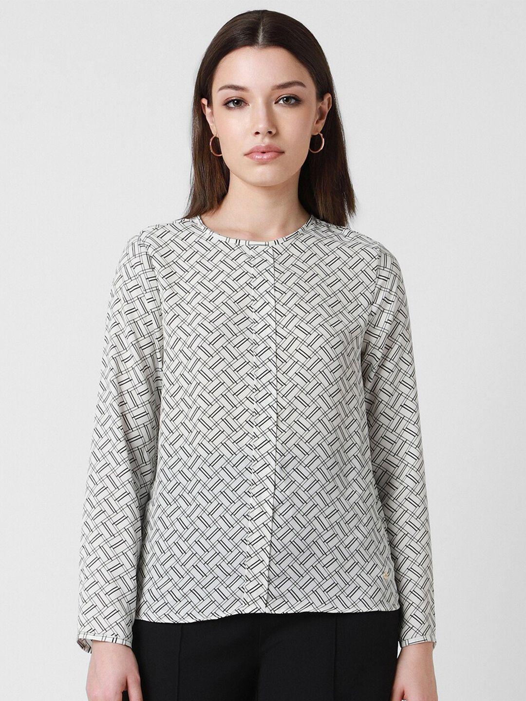 van heusen woman geometric printed round neck top