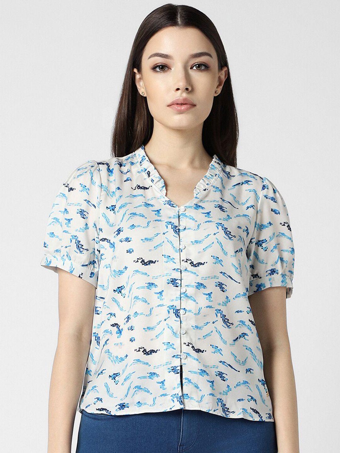 van heusen woman geometric printed shirt style top