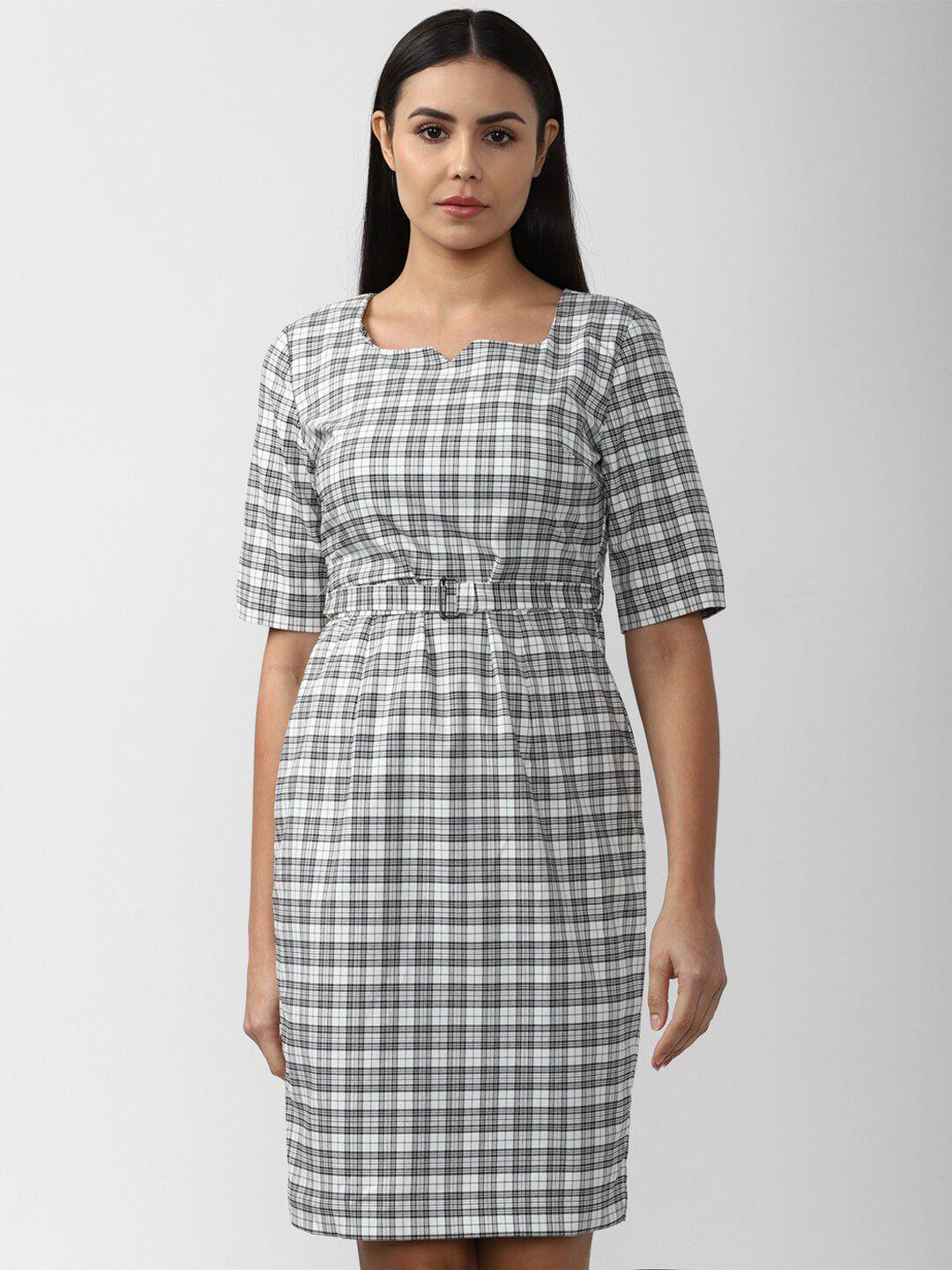 van heusen woman grey checked sheath dress