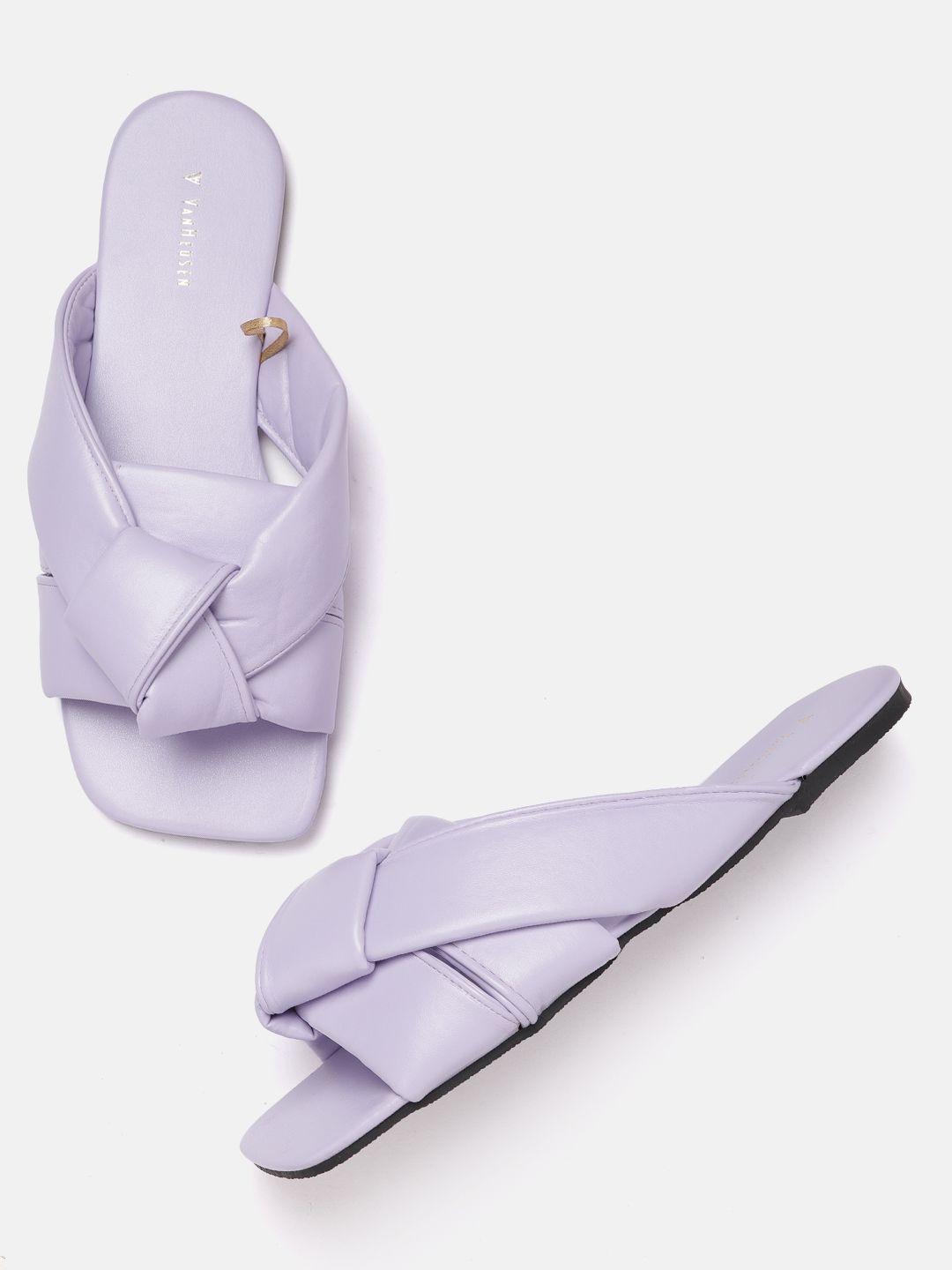 van heusen woman lilac solid open toe flats with knot detail