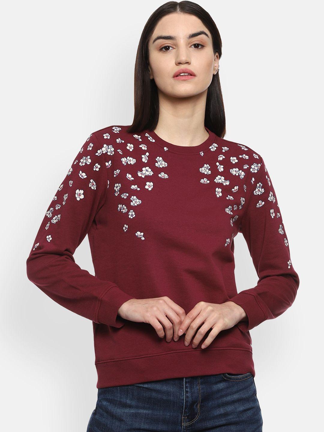 van heusen woman maroon printed sweatshirt