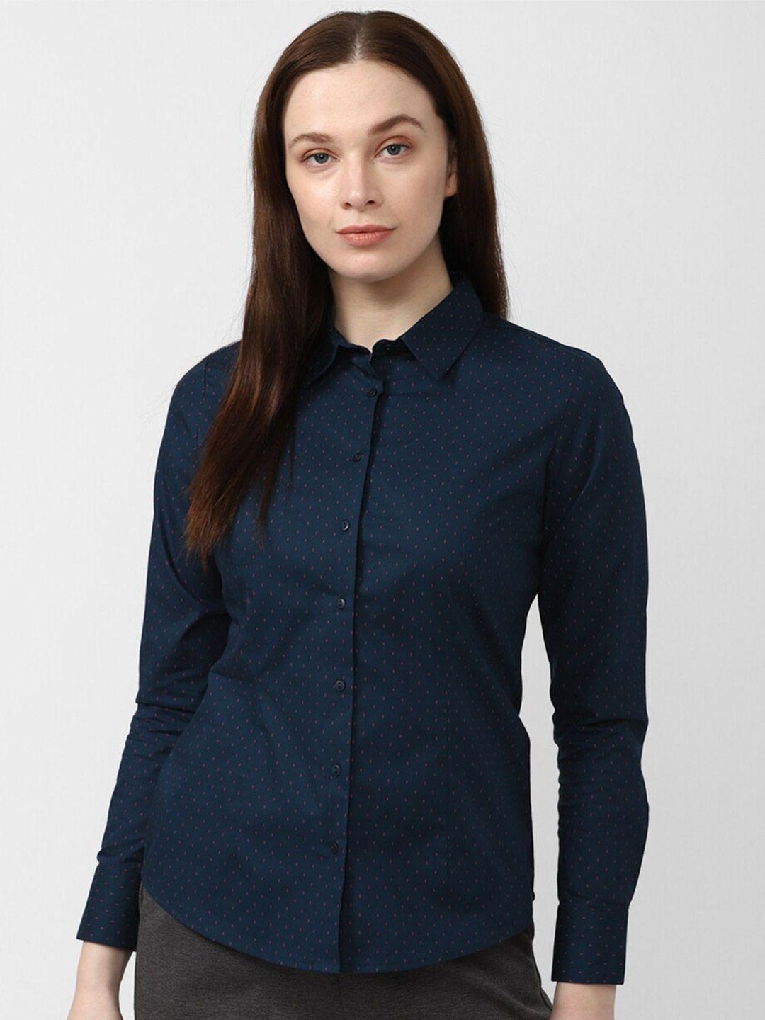 van heusen woman micro ditsy printed pure cotton casual shirt