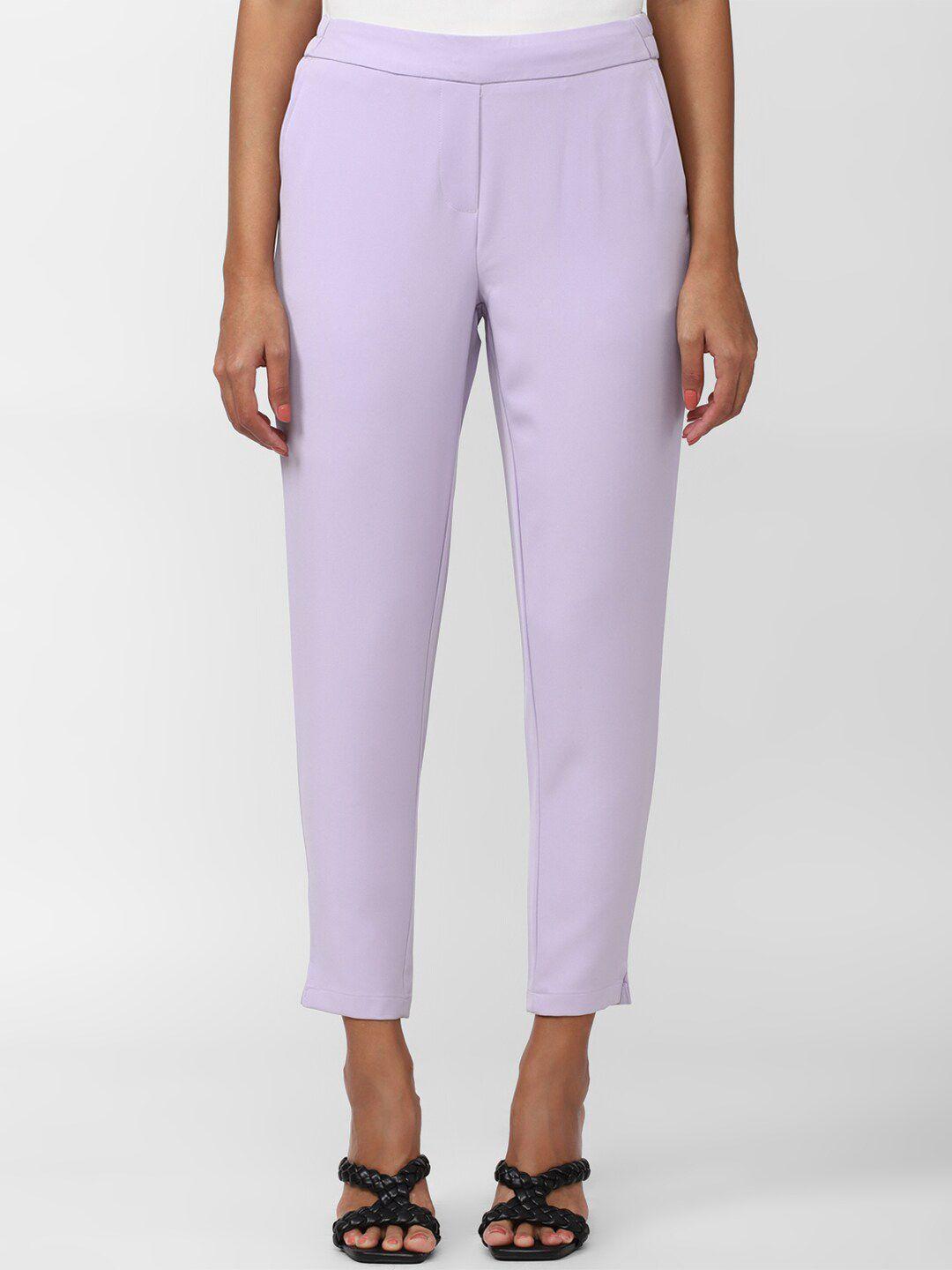 van heusen woman mid-rise slim fit pure cotton cropped trousers