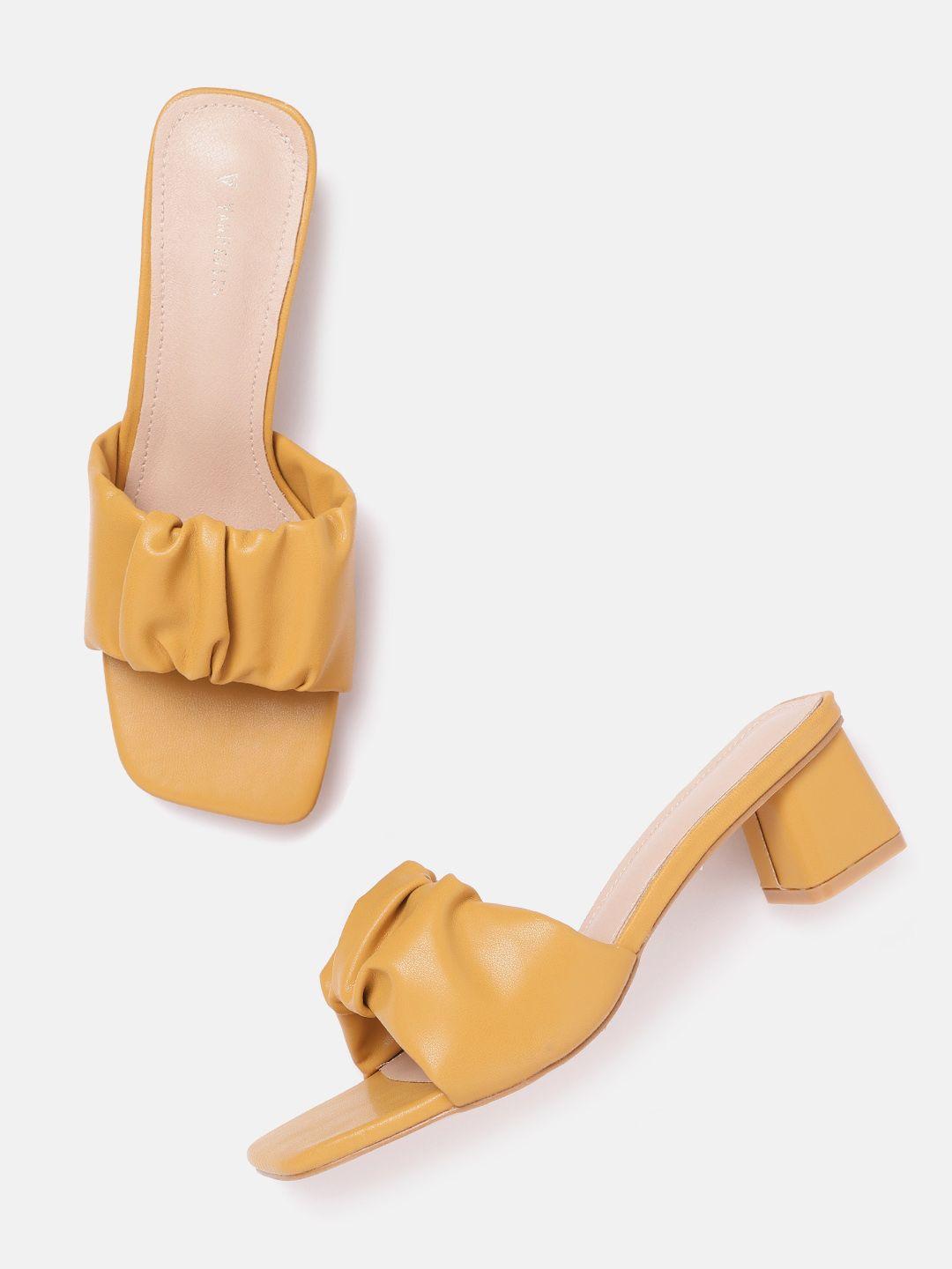 van heusen woman mustard yellow solid block heels