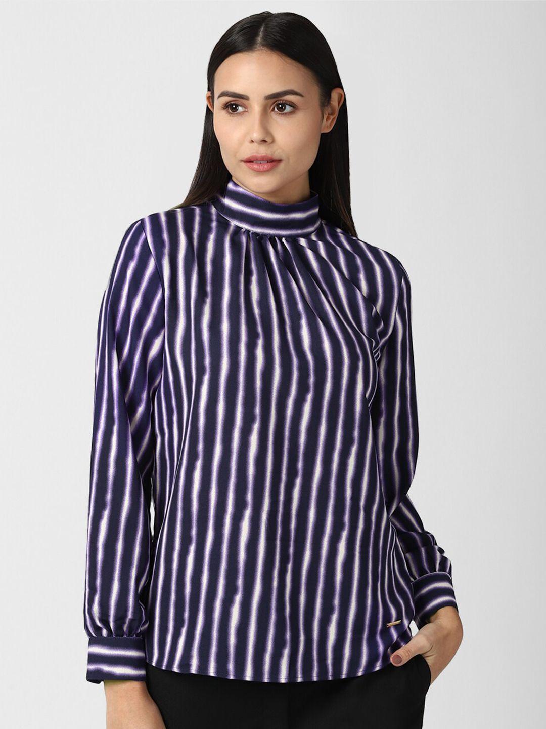 van heusen woman navy blue & white striped top