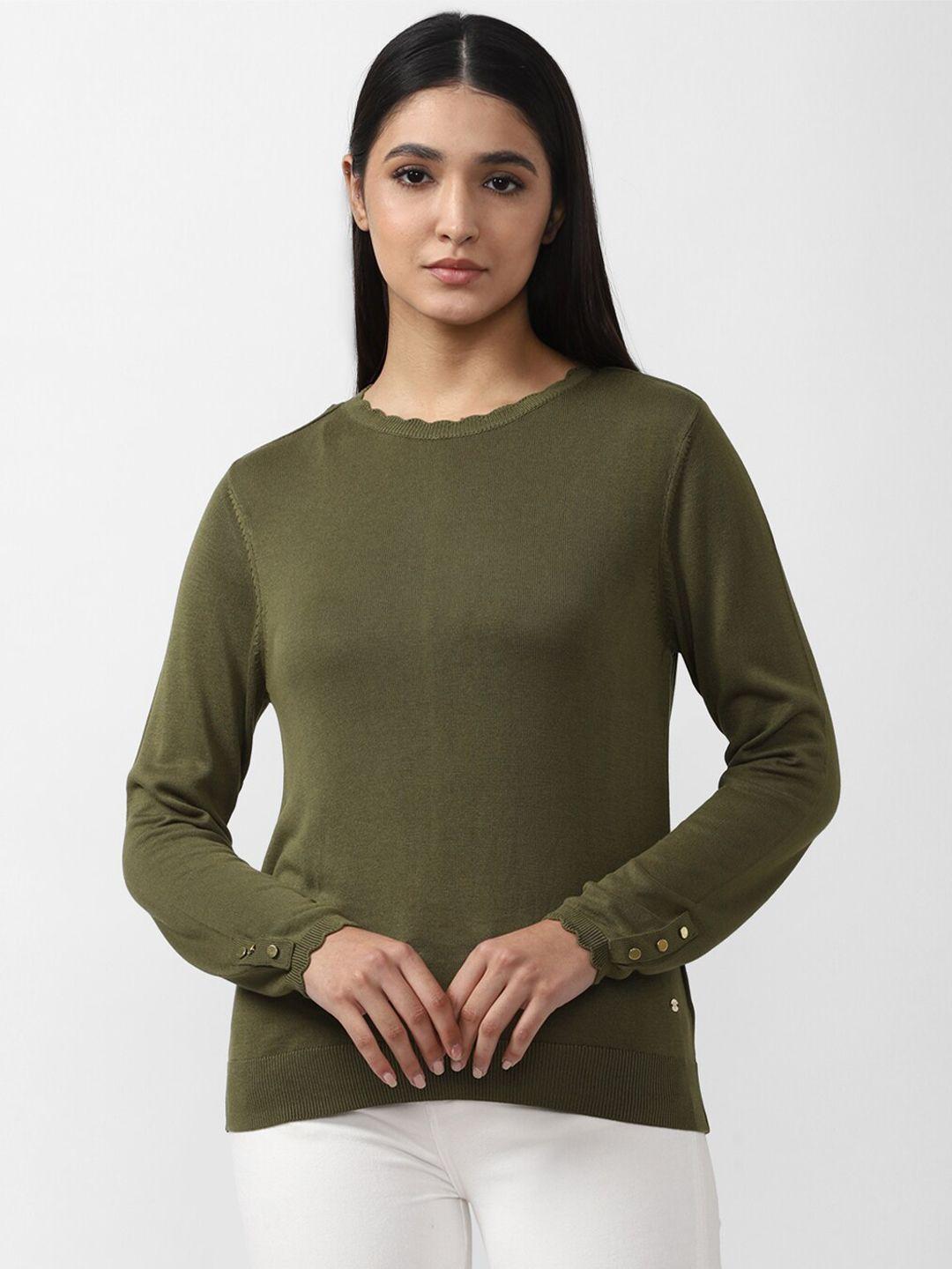 van heusen woman olive green solid long sleeves top