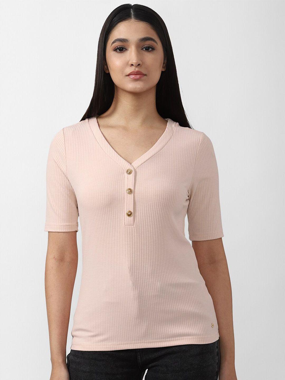 van heusen woman peach-coloured cotton top