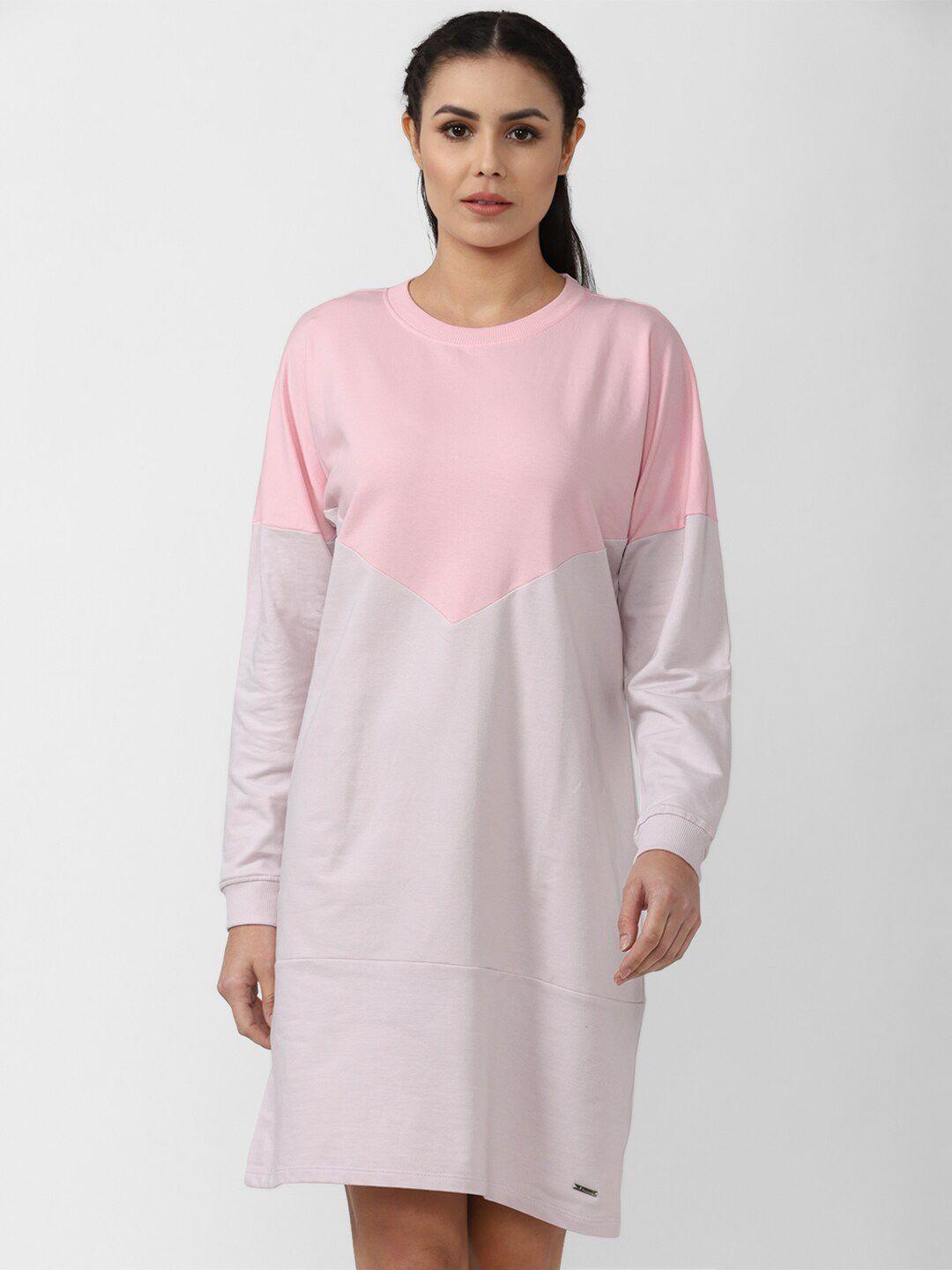 van heusen woman pink colourblocked t-shirt dress