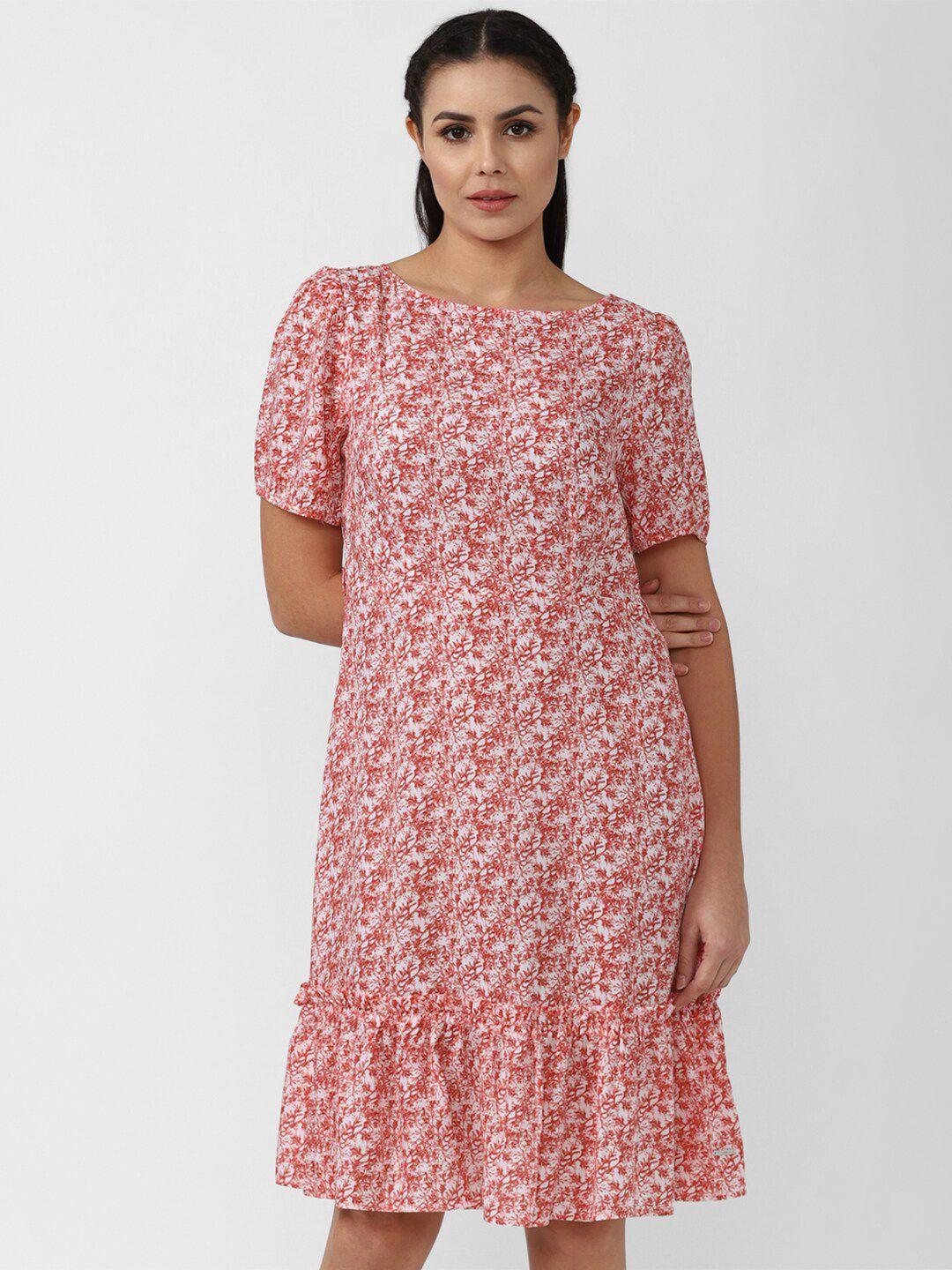 van heusen woman pink floral printed a-line dress