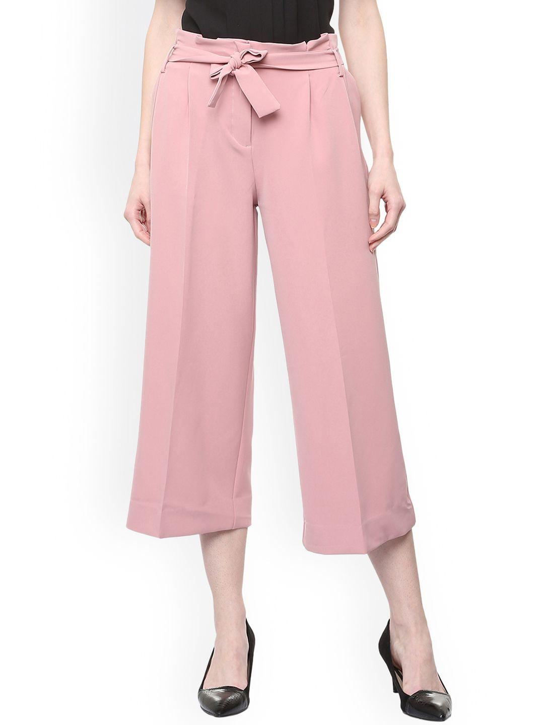 van heusen woman pink regular fit solid culottes