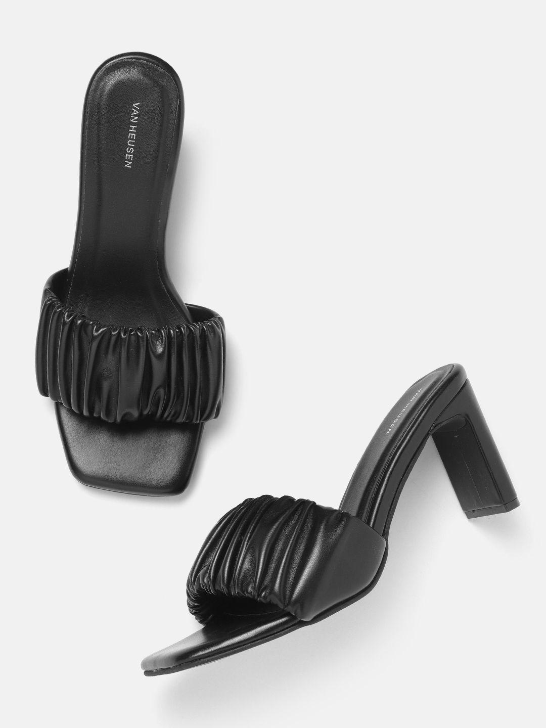 van heusen woman pleated detail block heels