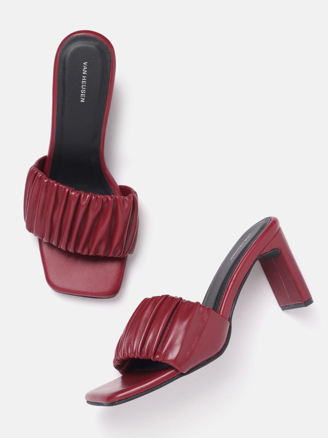 van heusen woman pleated detail block heels