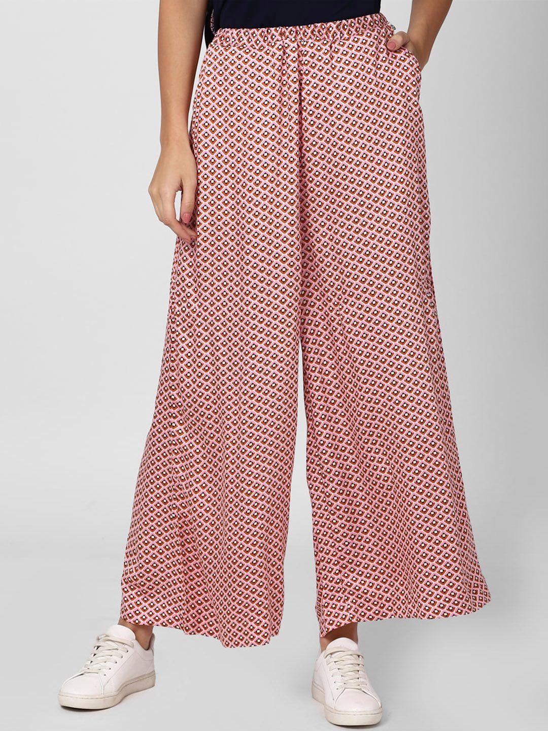 van heusen woman red printed parallel trousers