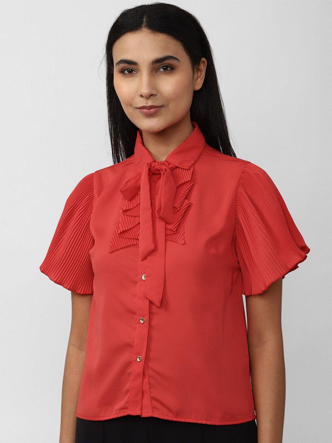 van heusen woman red pure cotton casual shirt