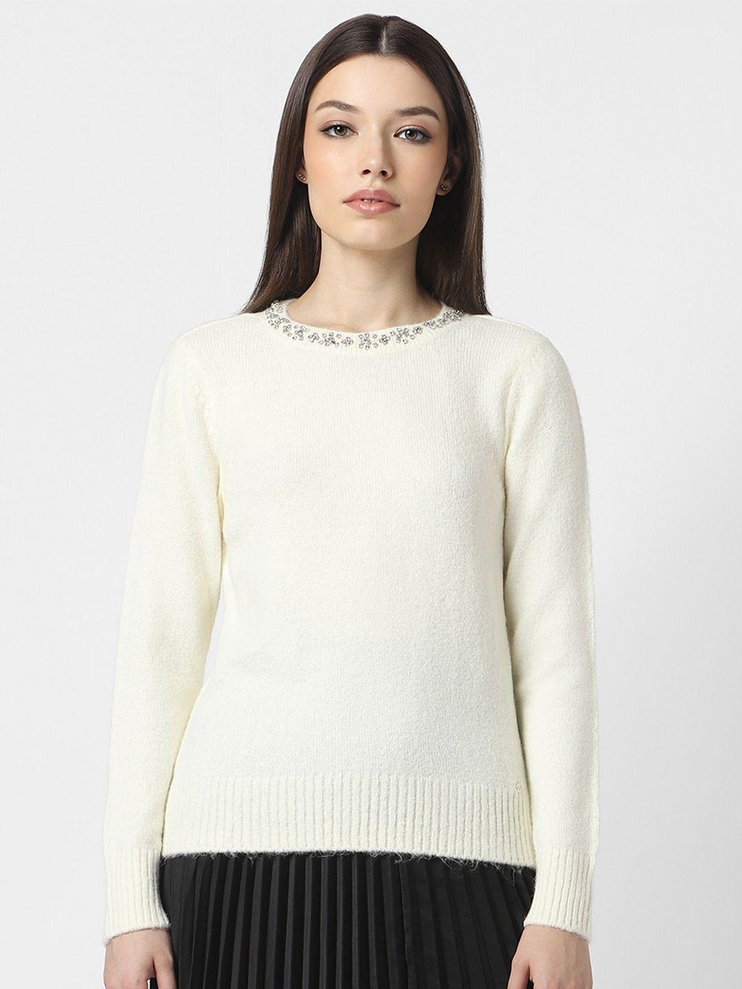 van heusen woman ribbed embellished pullover sweater