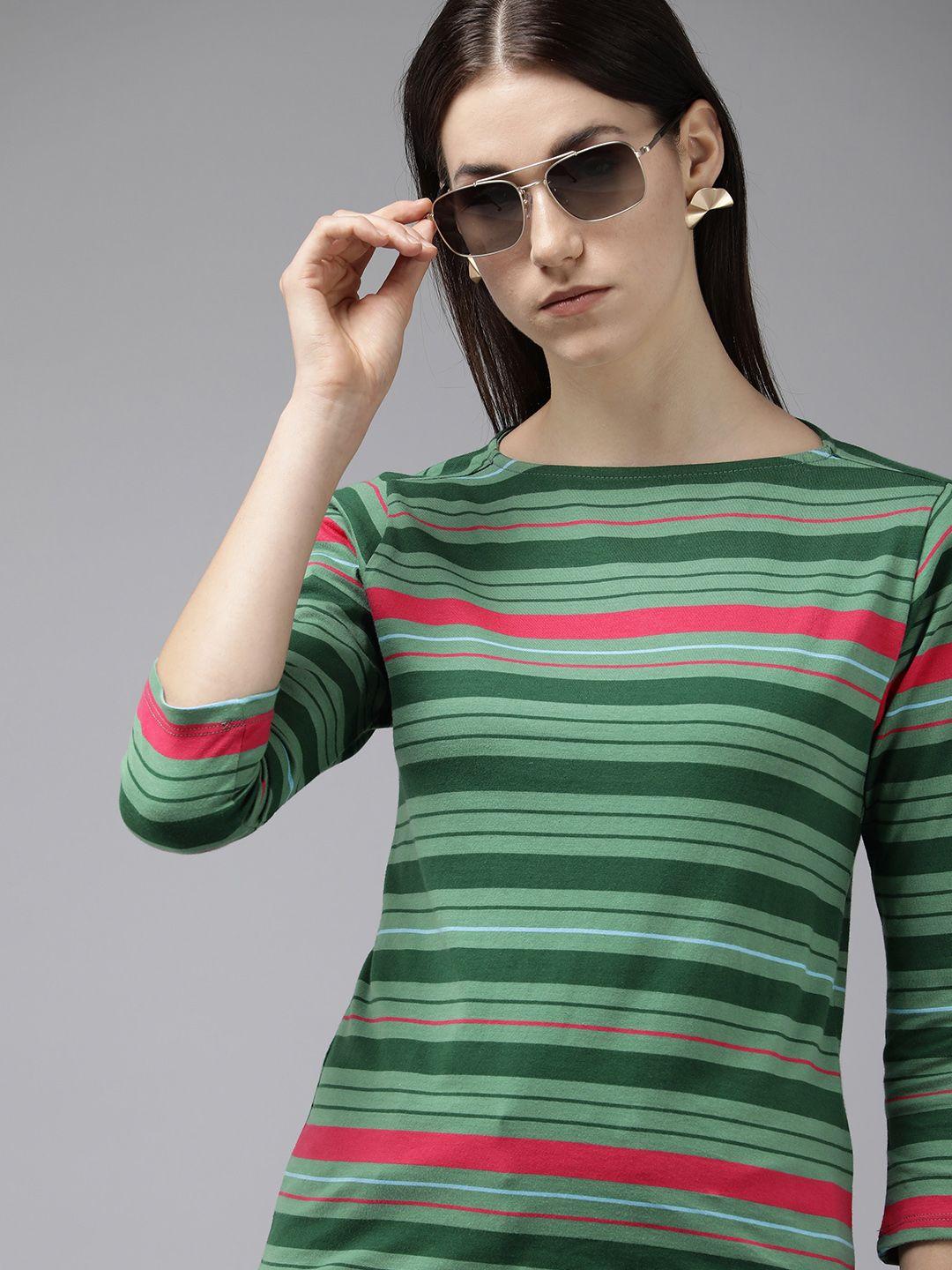 van heusen woman round neck striped pure cotton t-shirt