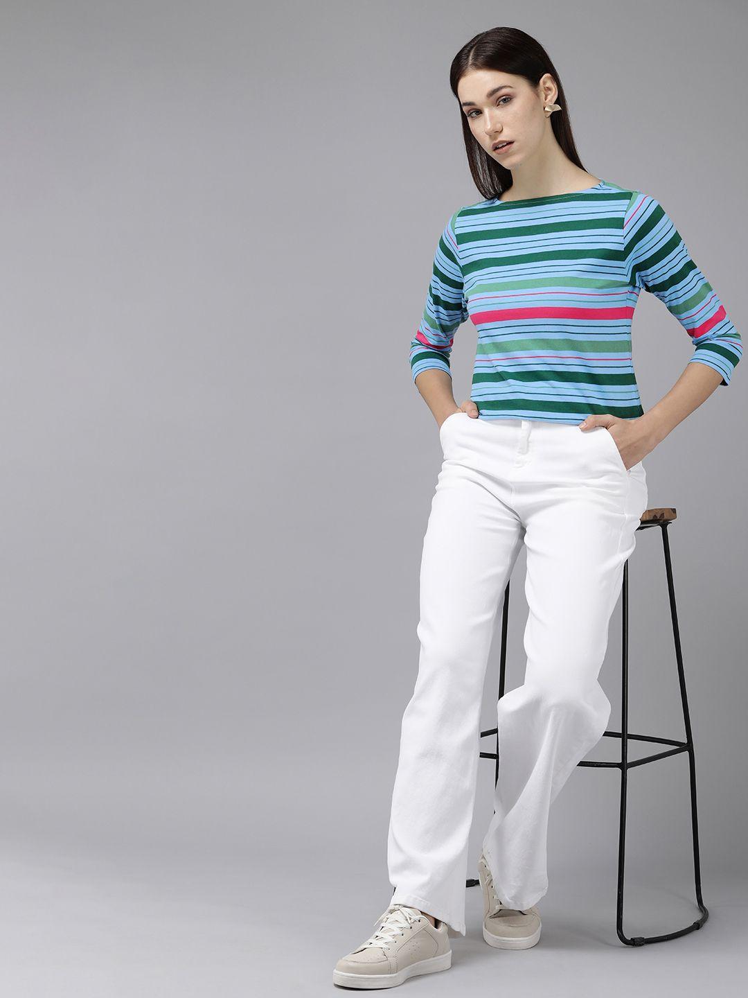 van heusen woman round neck striped pure cotton t-shirt