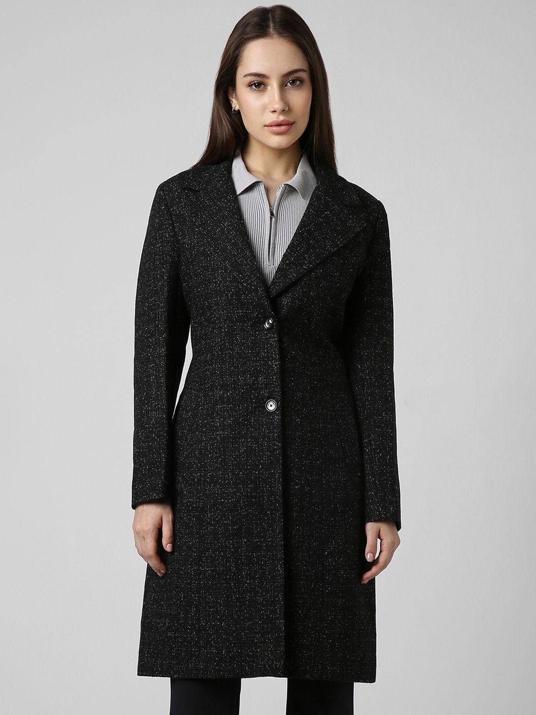 van heusen woman self design notched lapel collar longline overcoat
