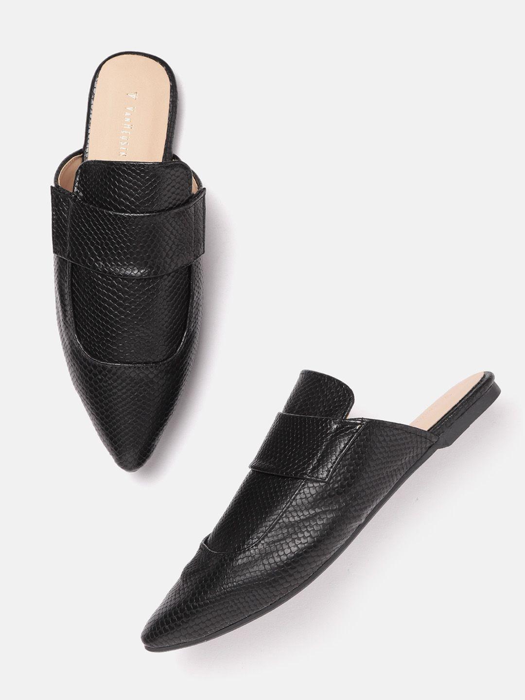 van heusen woman snakeskin textured mules