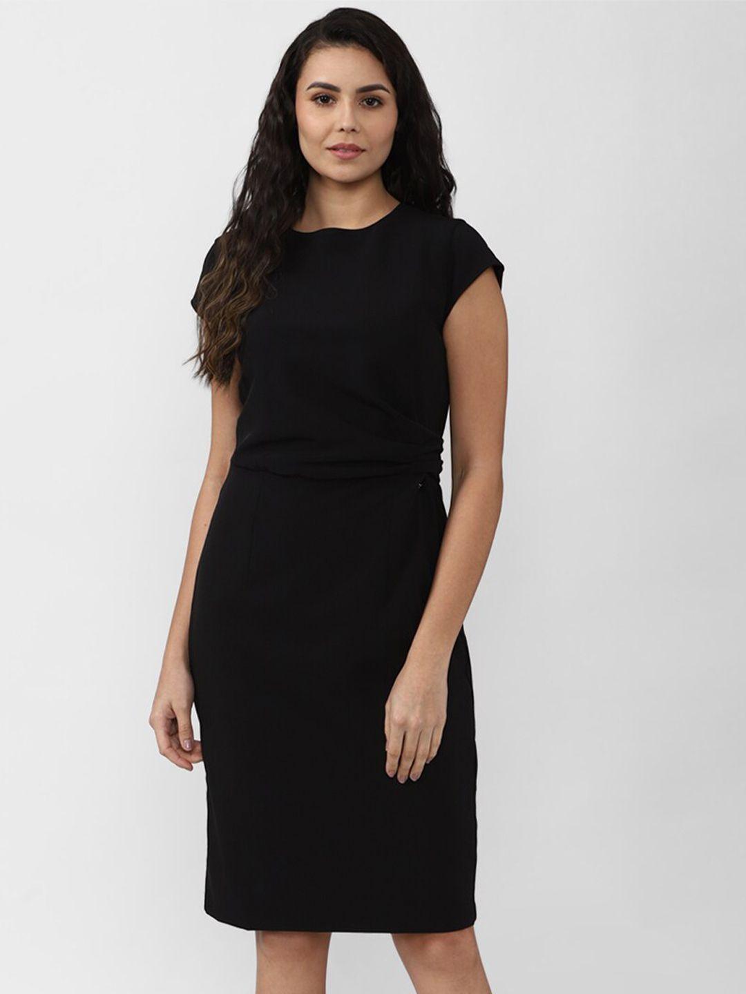 van heusen woman solid black sheath dress