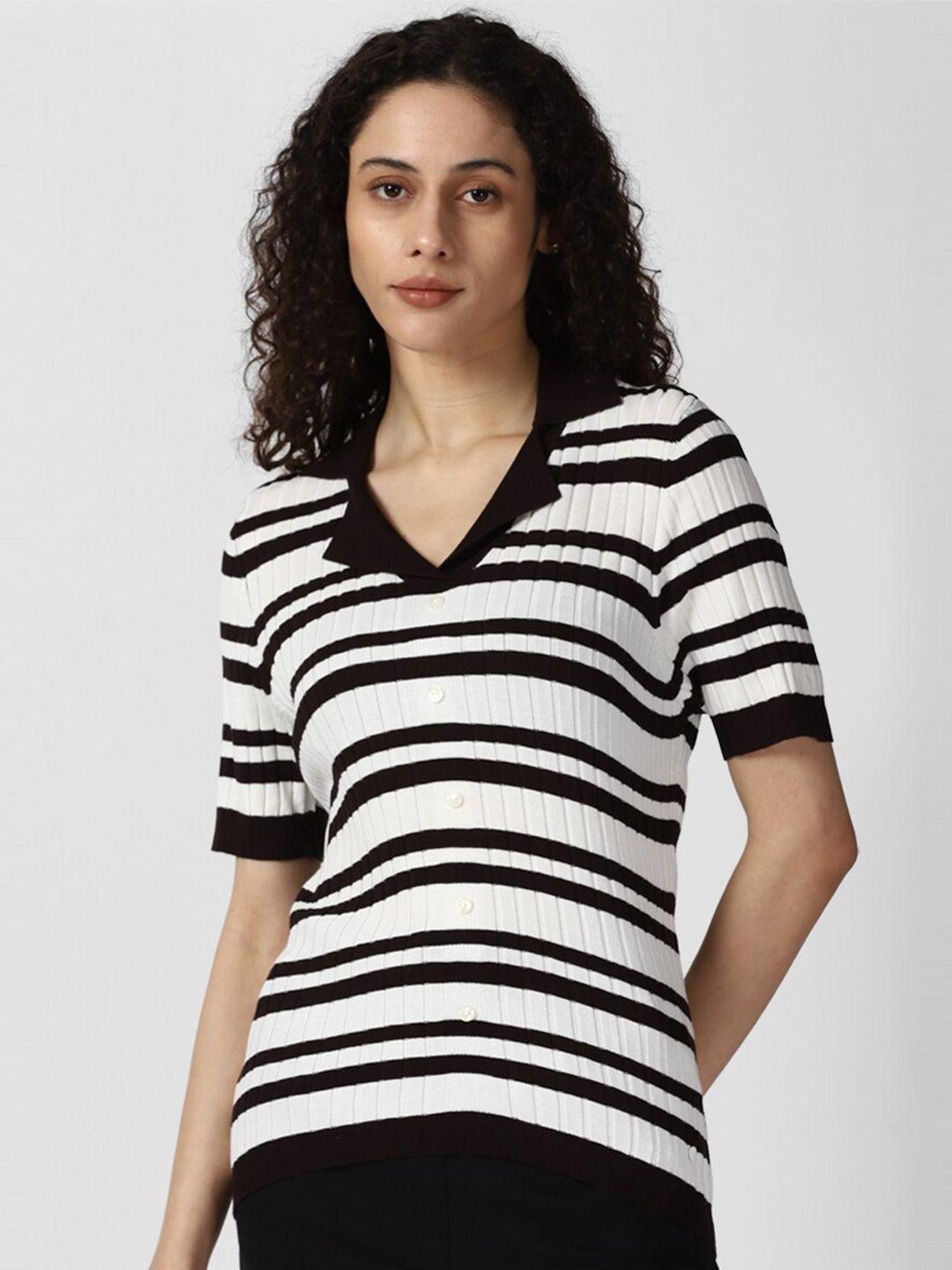 van heusen woman striped shirt collar regular top
