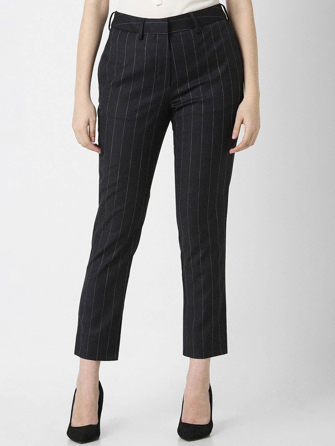 van heusen woman striped slim fit trousers