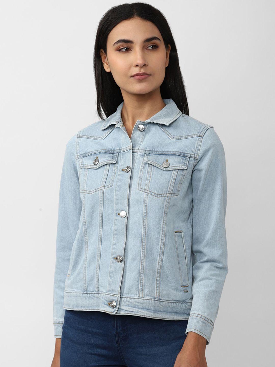 van heusen woman washed crop cotton denim jacket