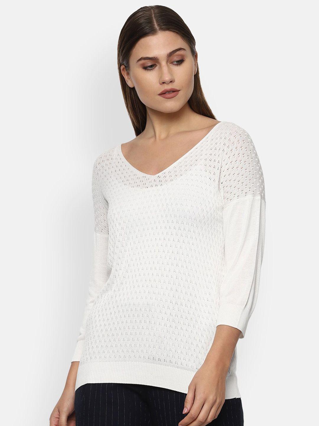 van heusen woman white cable knit pullover