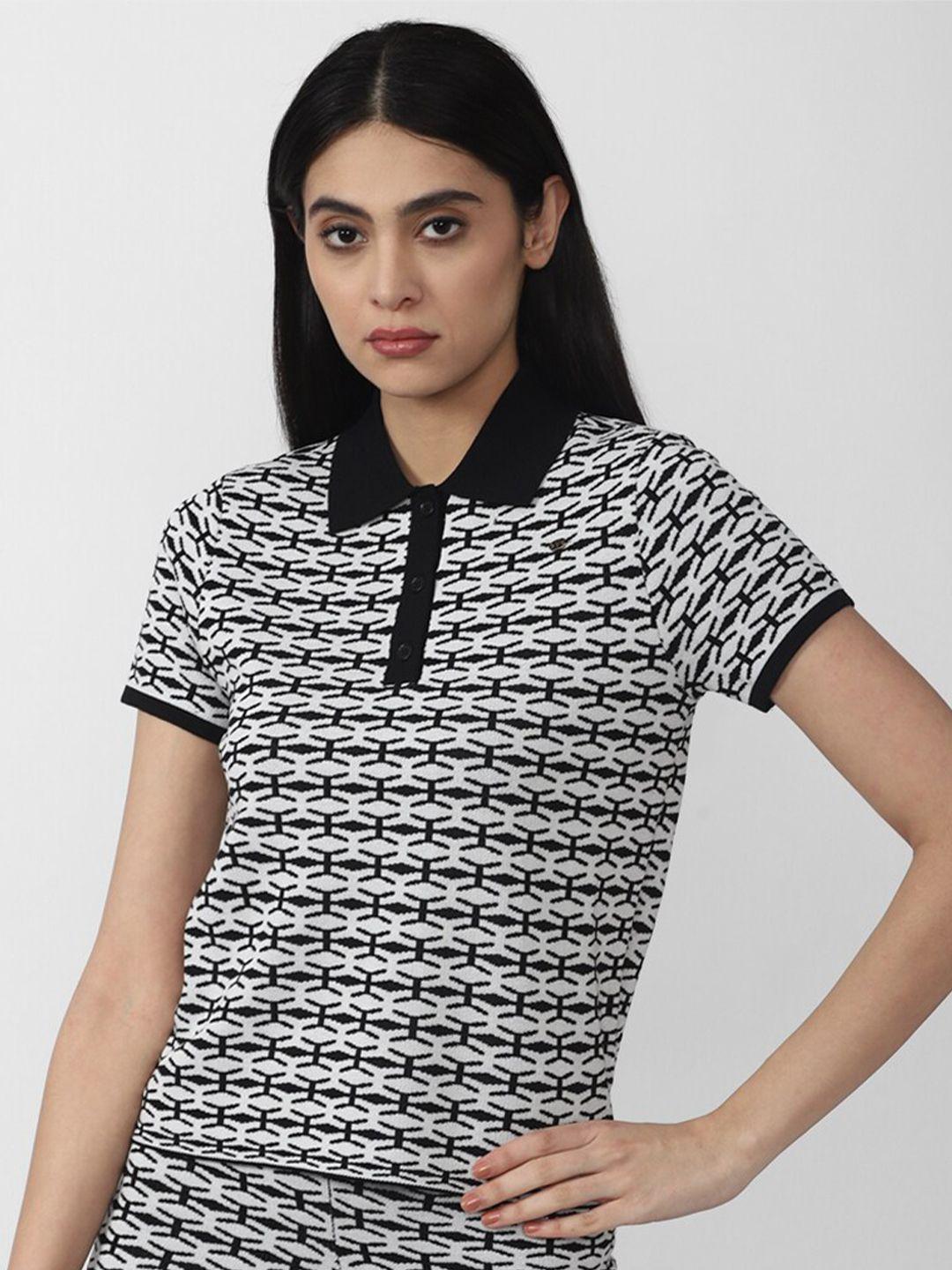 van heusen woman white geometric print top