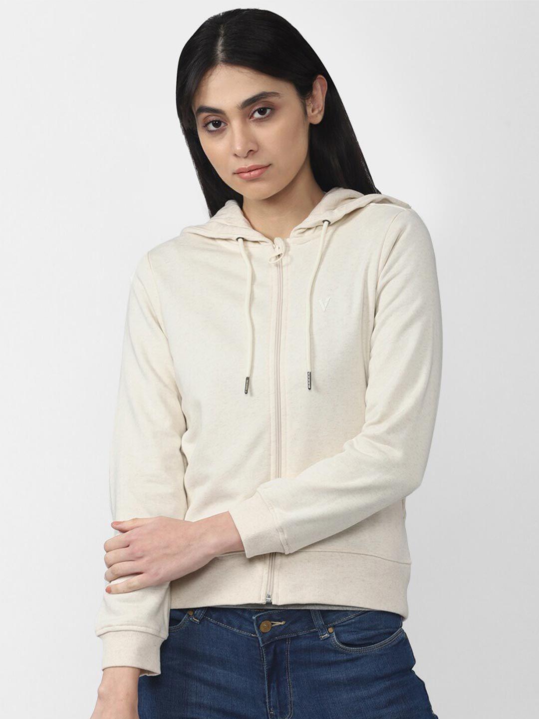 van heusen woman women cream-coloured hooded sweatshirt