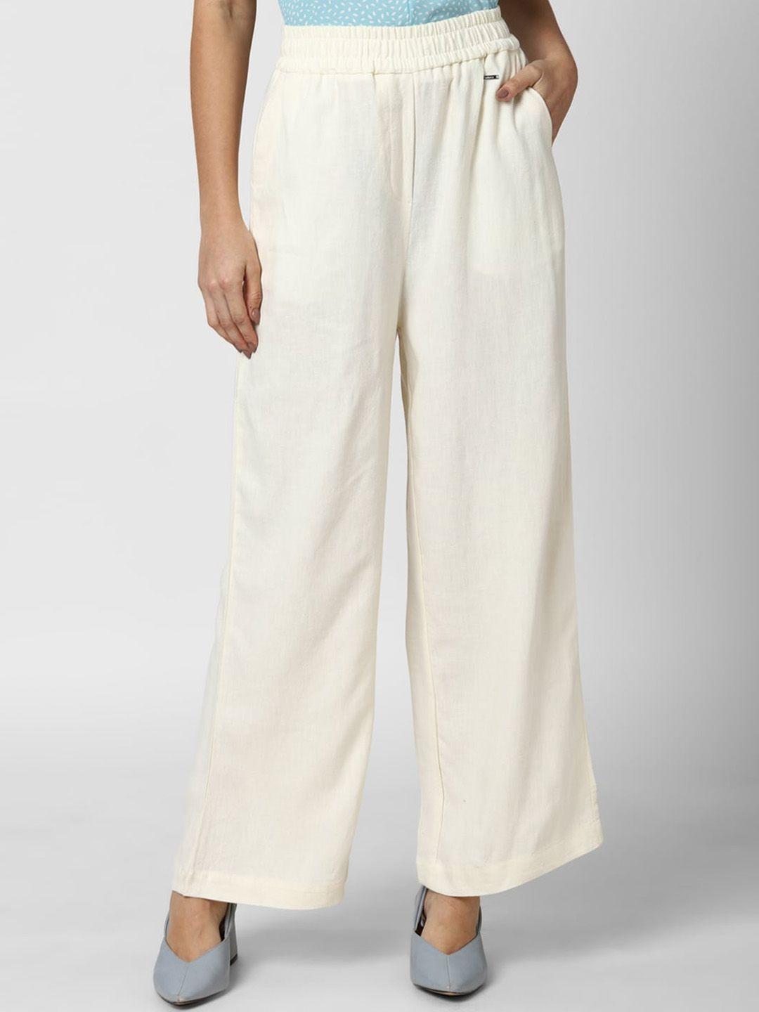 van heusen woman women cream-coloured trousers