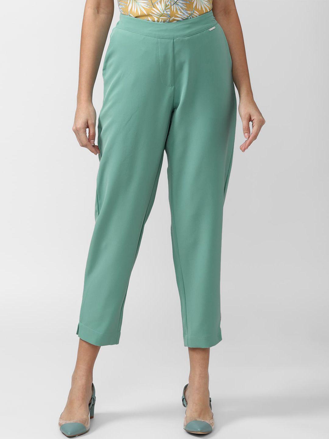 van heusen woman women green slim fit trousers