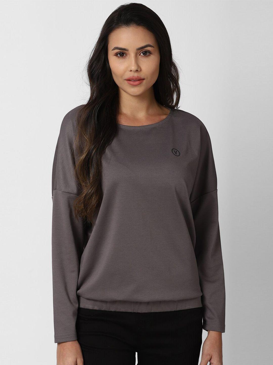 van heusen woman women grey drop-shoulder sleeves t-shirt