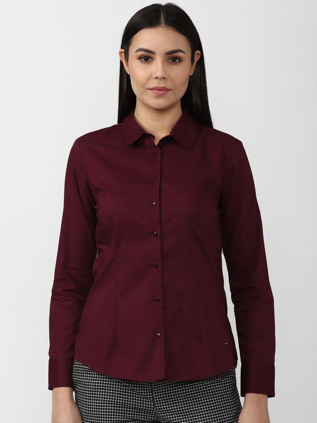 van heusen woman women maroon casual shirt